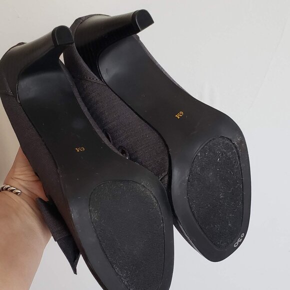 Vintage ANN MARINO Bow Pumps Cutout Perforated Shoes Heels Gray grey - Picture 12 of 14